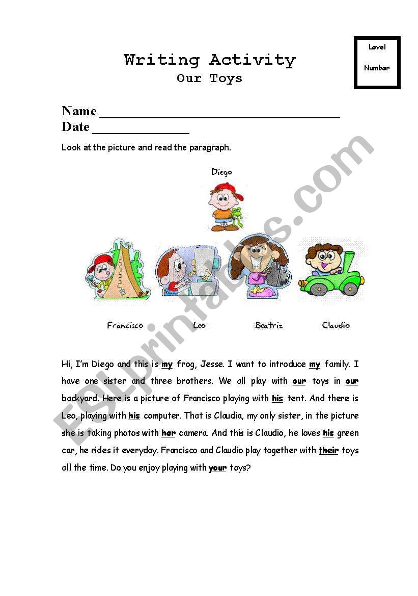Our toys worksheet