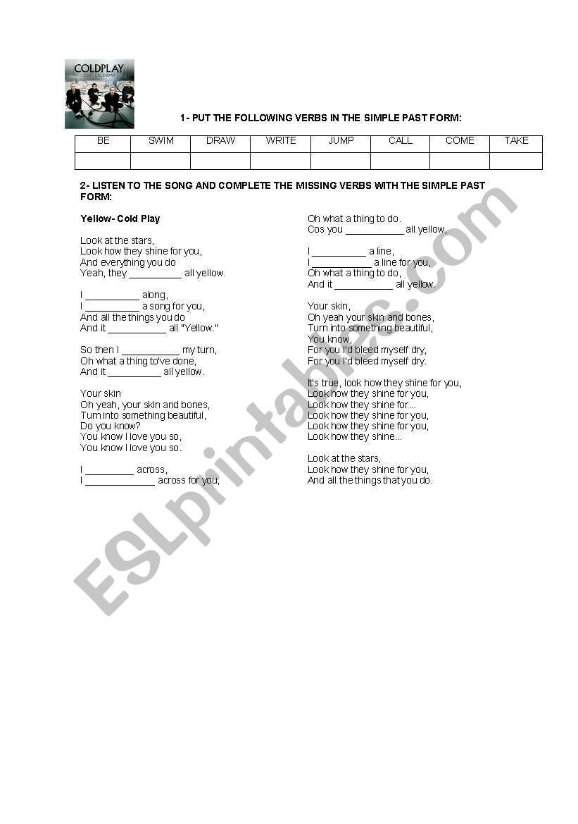 Song activity Simple Past  worksheet