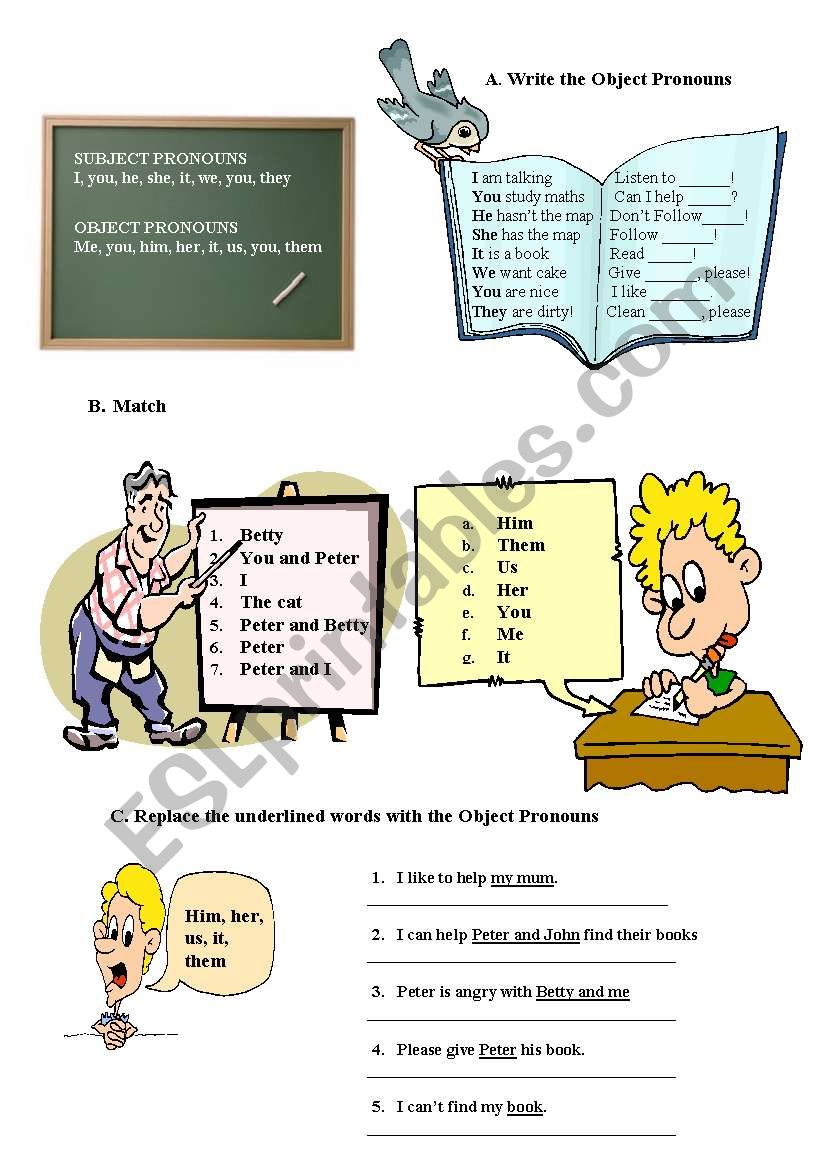 SUBJECT AND OBJECT PRONOUNS worksheet