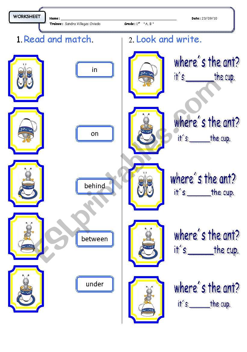 prepositions of place worksheet