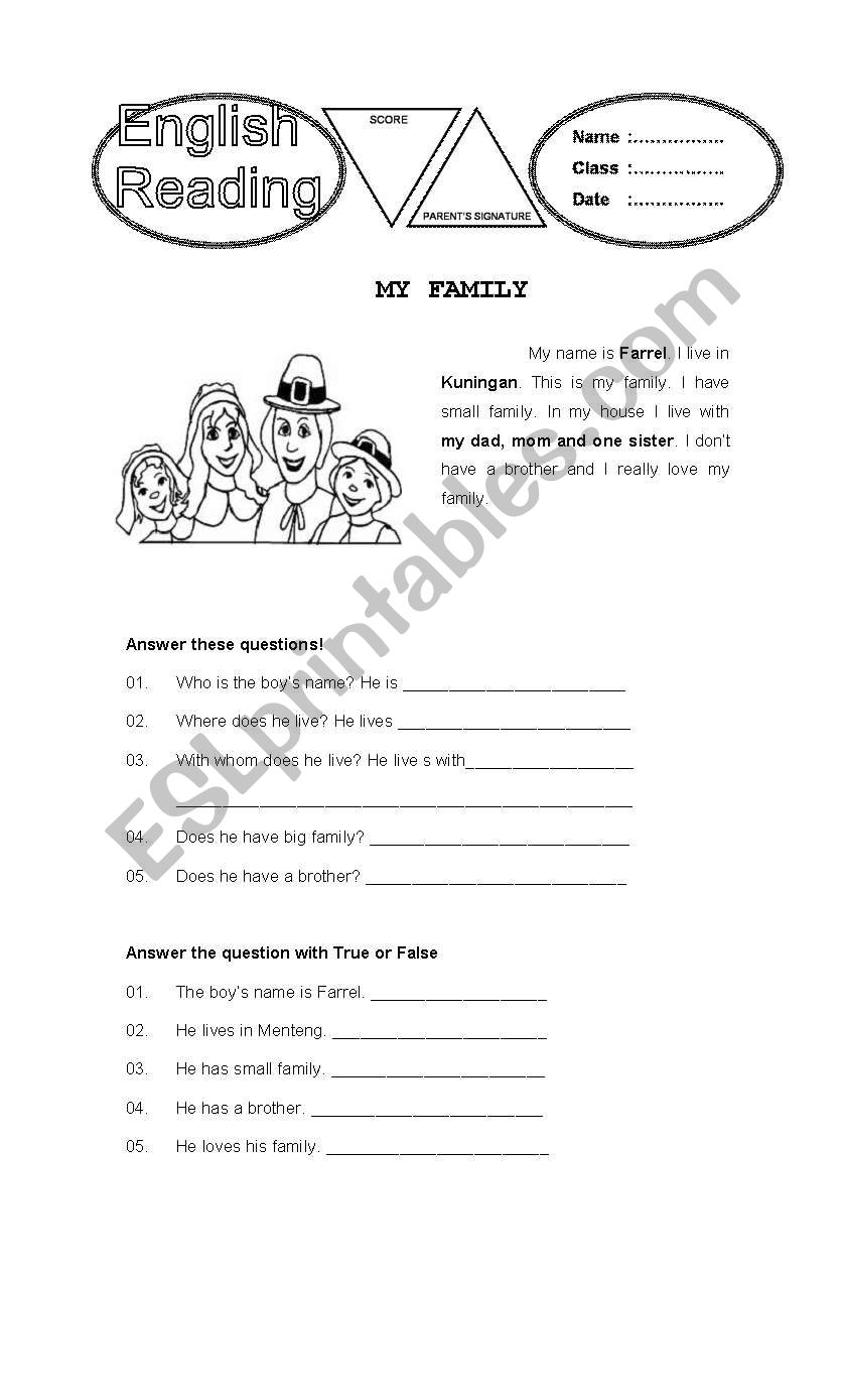 family worksheet