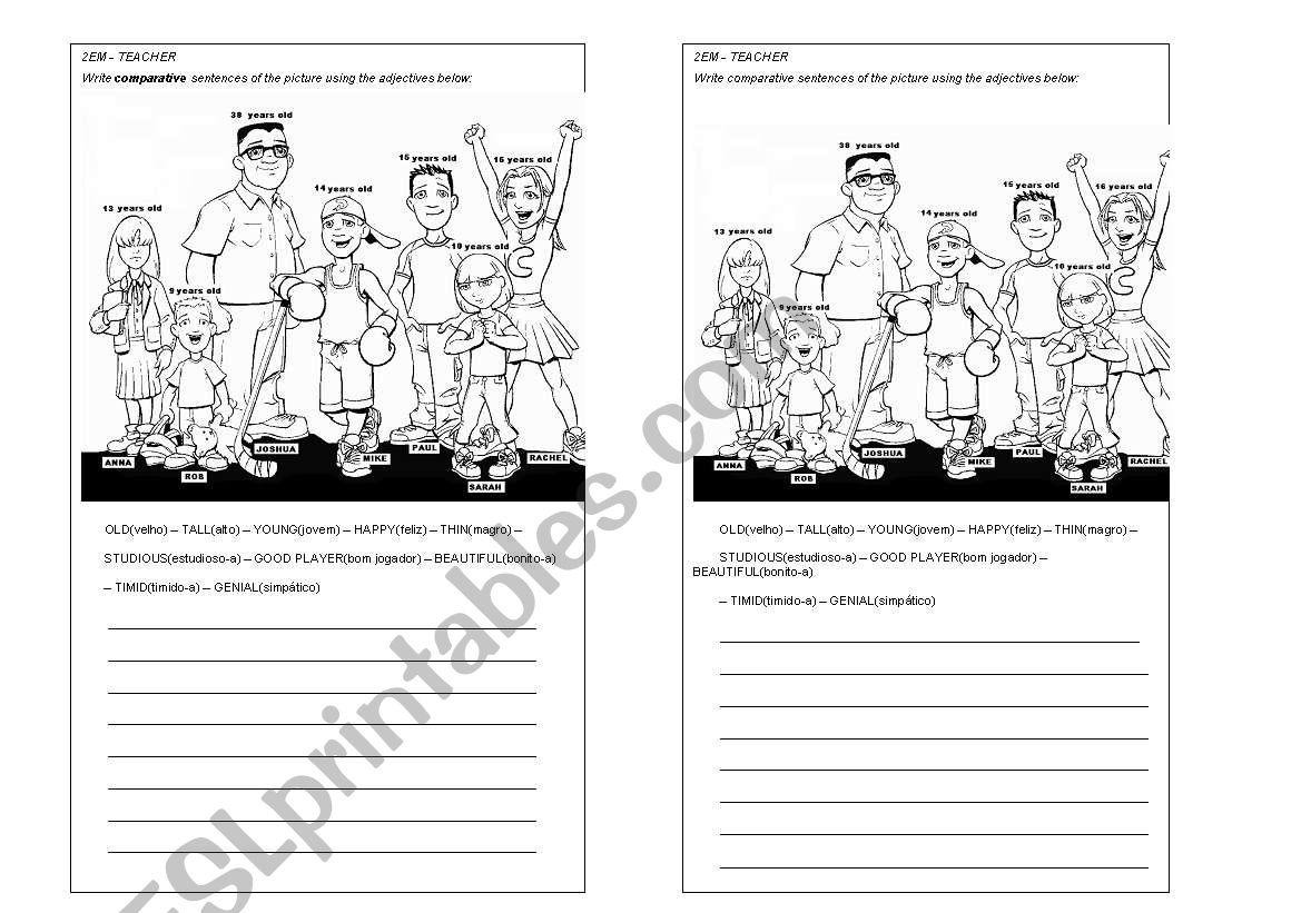 COMPARATIVE SENTENCES worksheet