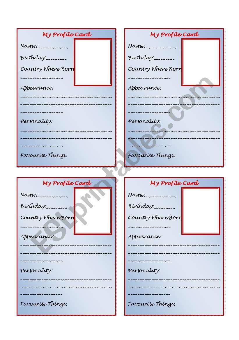 Personal Profile Card Template