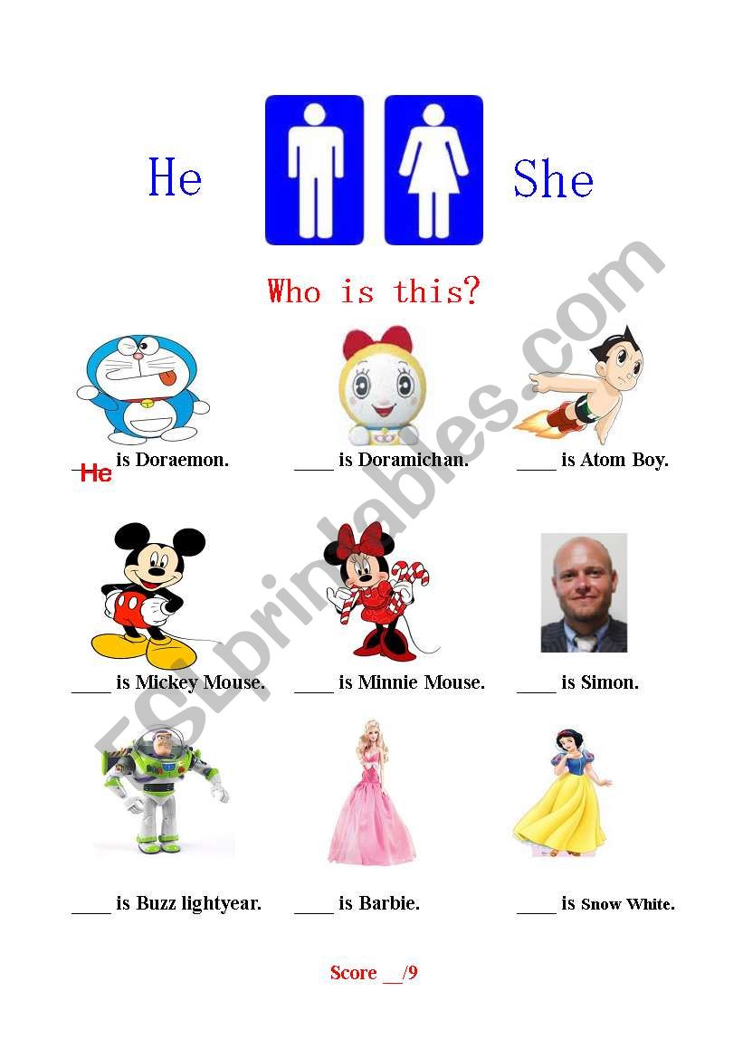 He/She worksheet