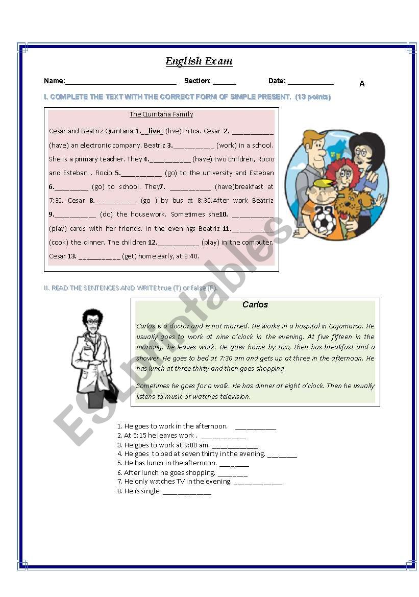 Simple present worksheet