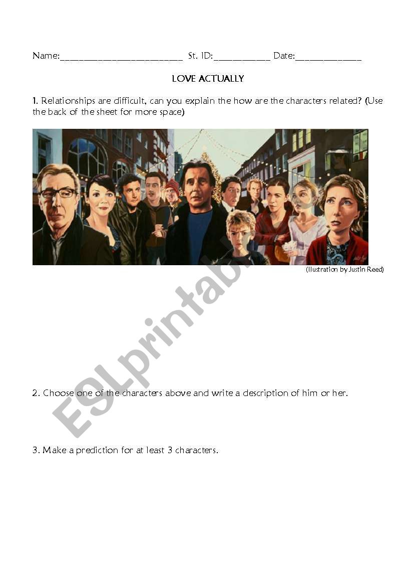 Love Actually worksheet