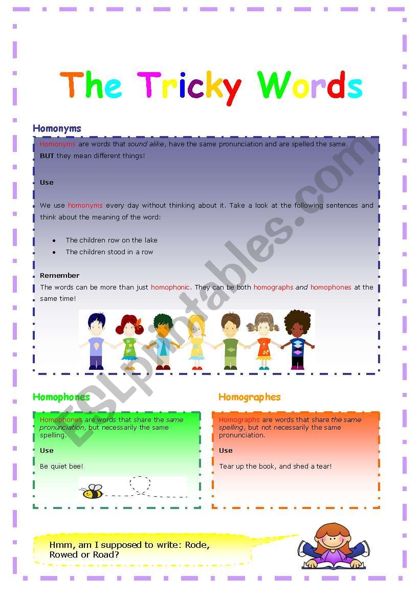 The tricky words worksheet 1 and 2 out of 3