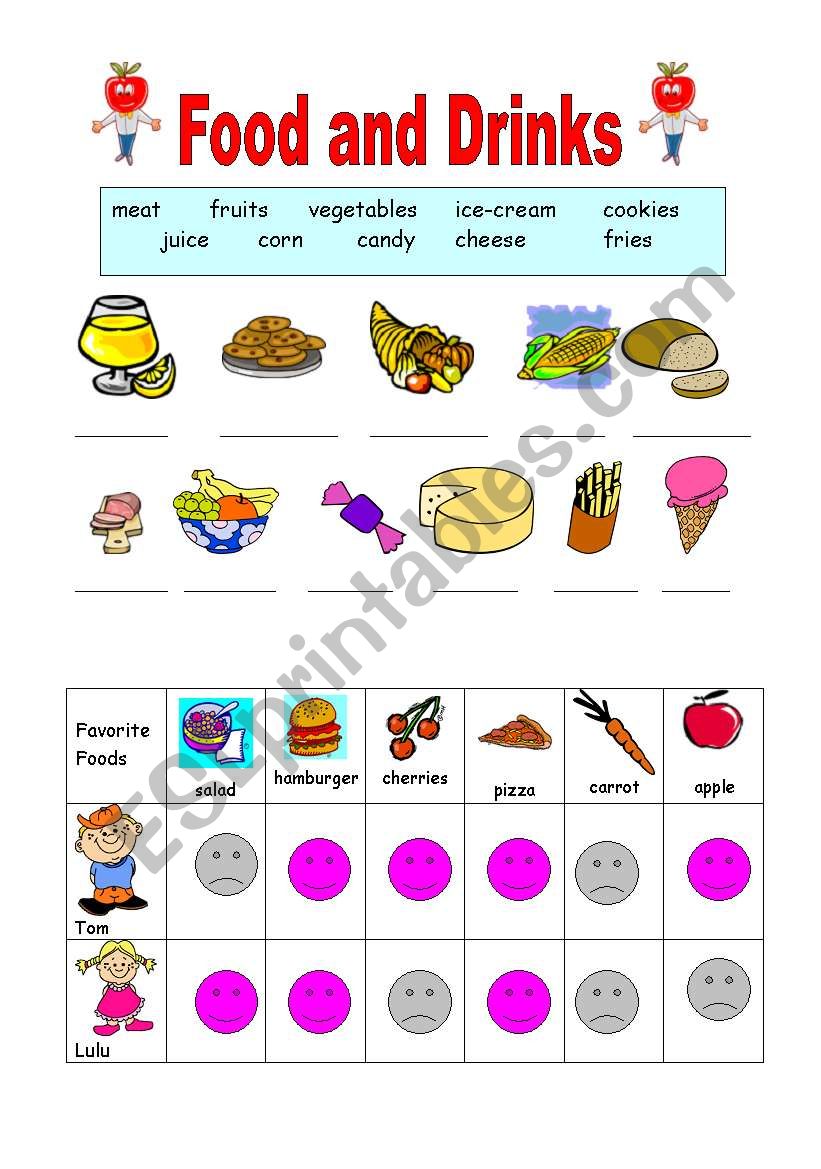 Food and Drinks:like-dislike worksheet