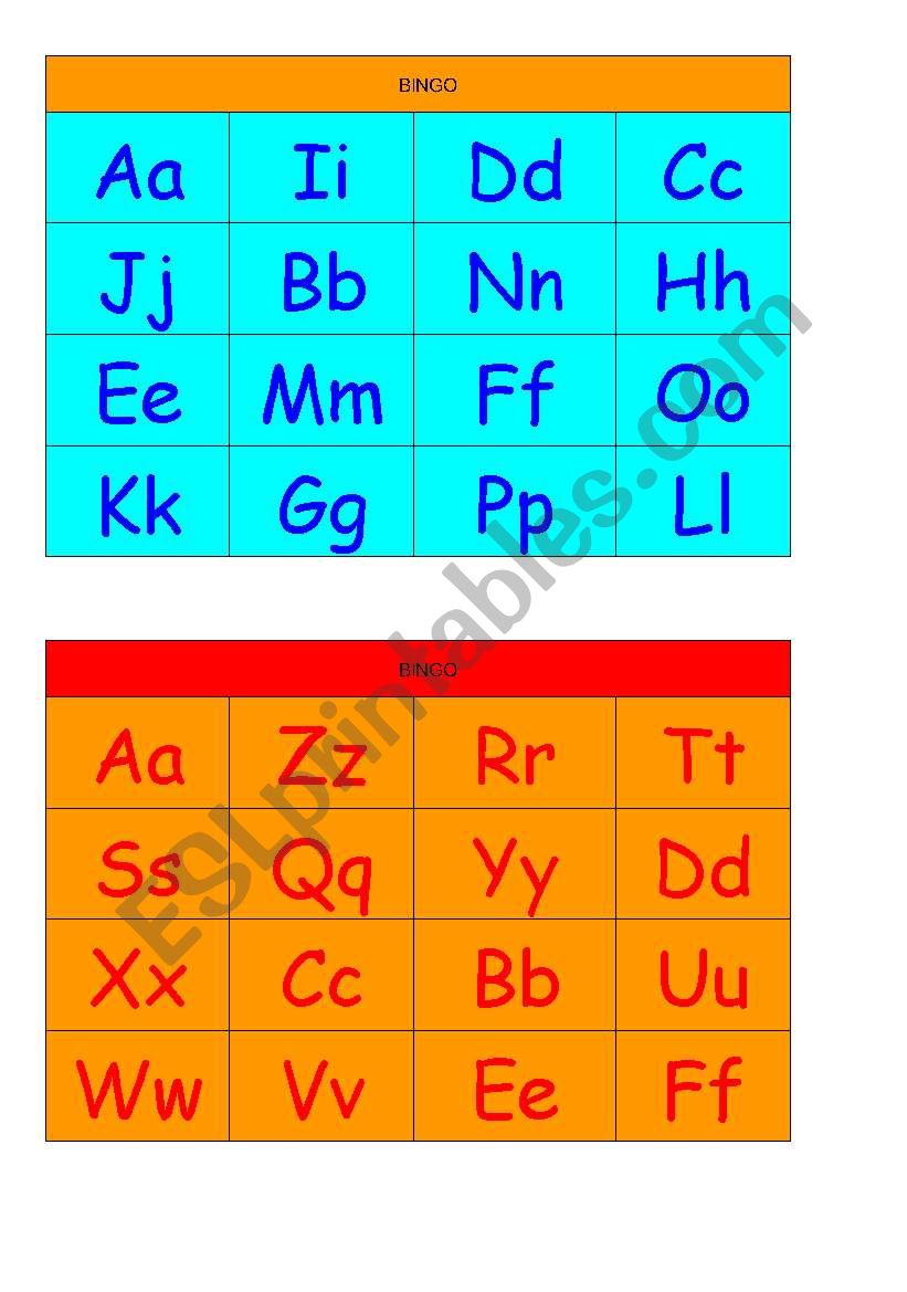 Alphabet Bingo Cards worksheet