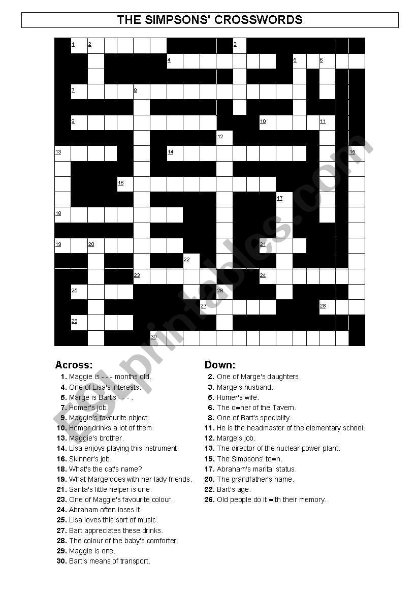 THE SIMPSONS´ CROSSWORDS worksheet
