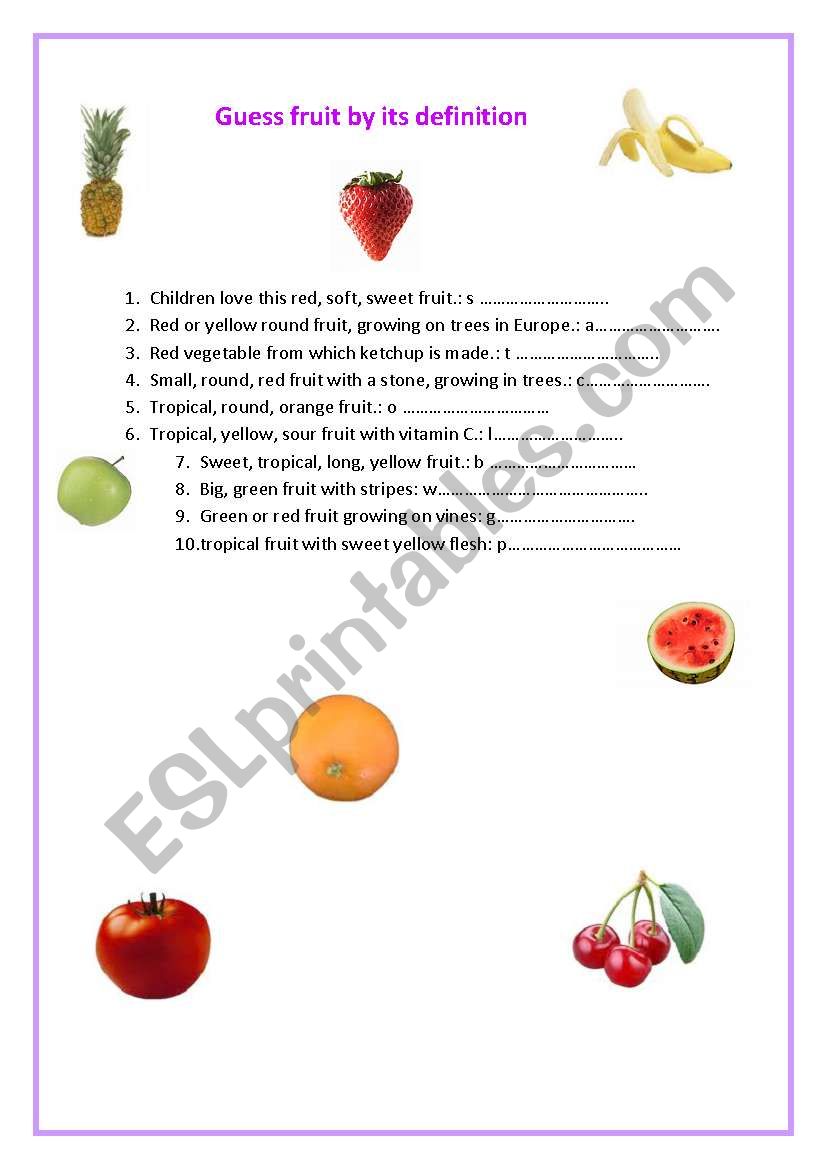 Fruit worksheet