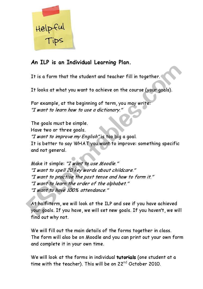 What is an Individual Learning Plan?