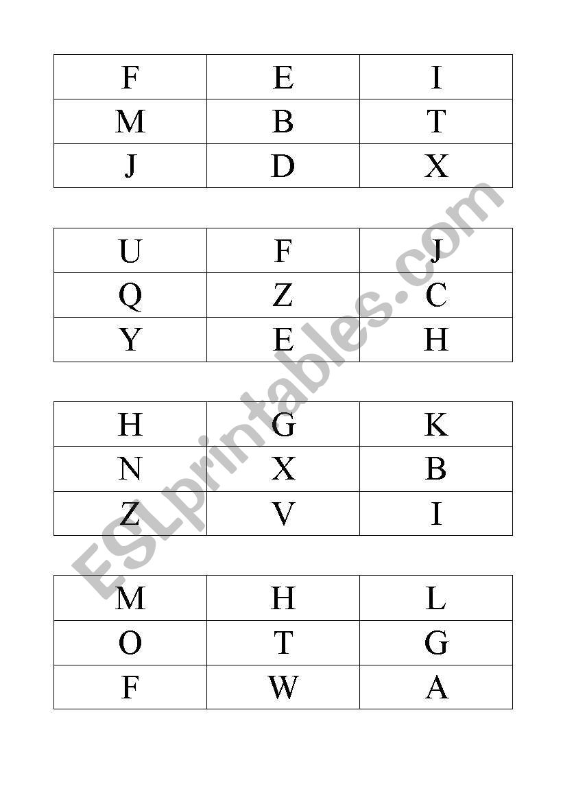 ABC bingo worksheet