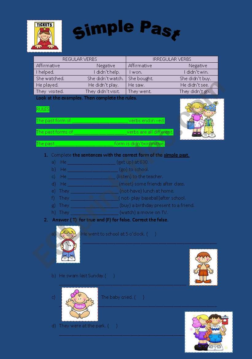 Simple past regular and irregular verbs