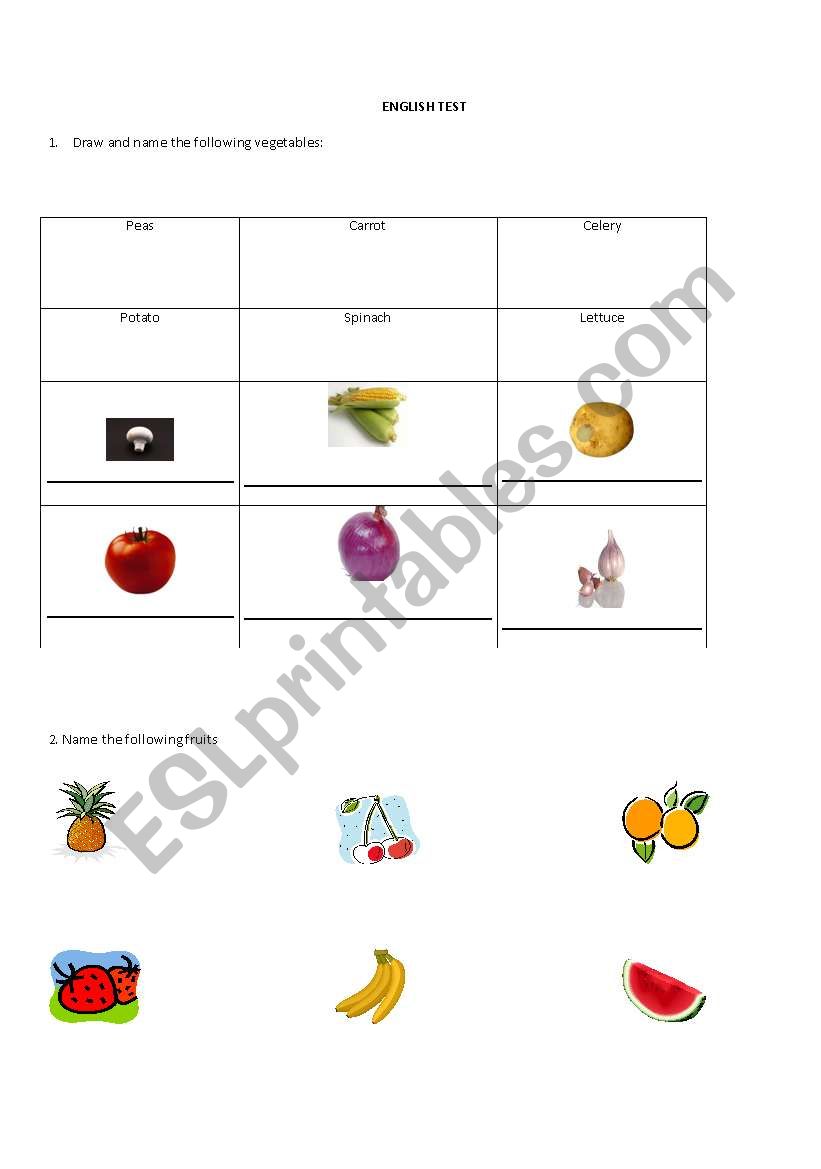Review: fruits, vegetables ands verbs