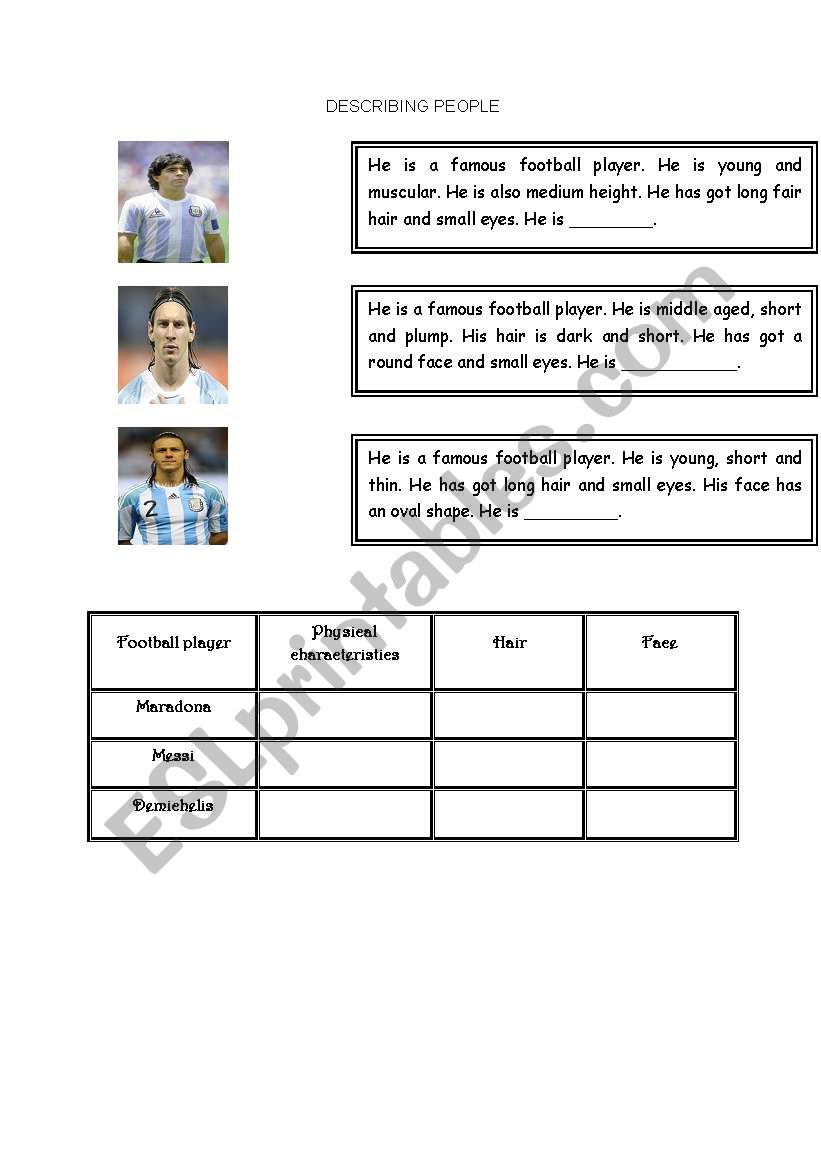 DESCRIBING PEOPLE worksheet