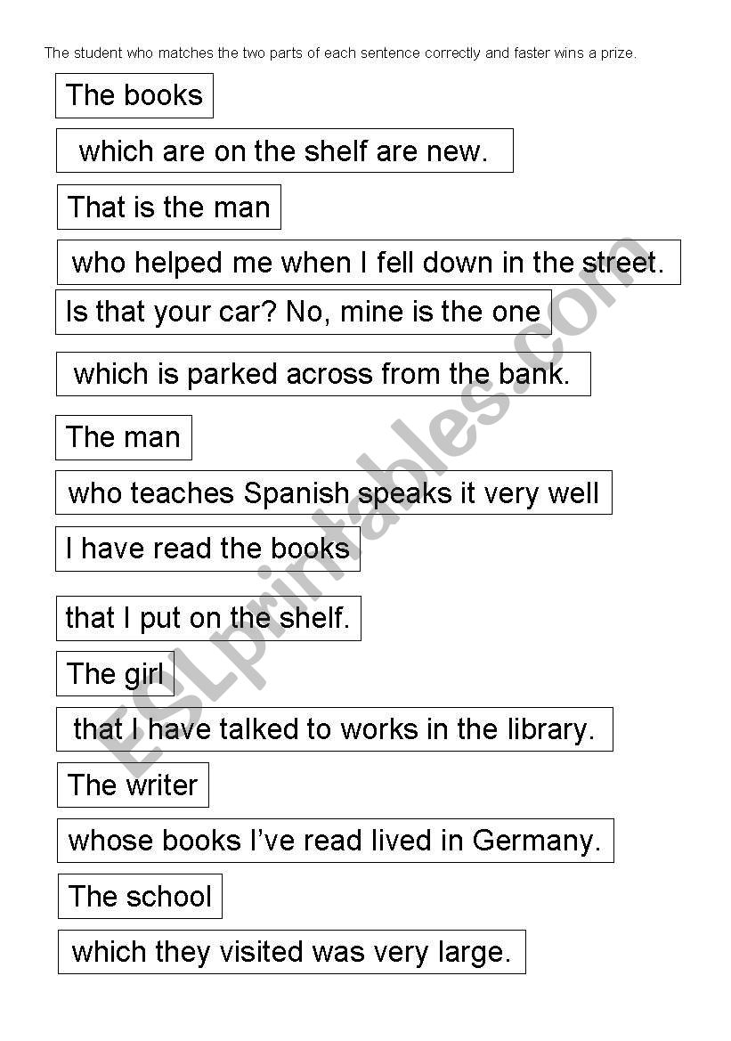 Defining relative clauses game