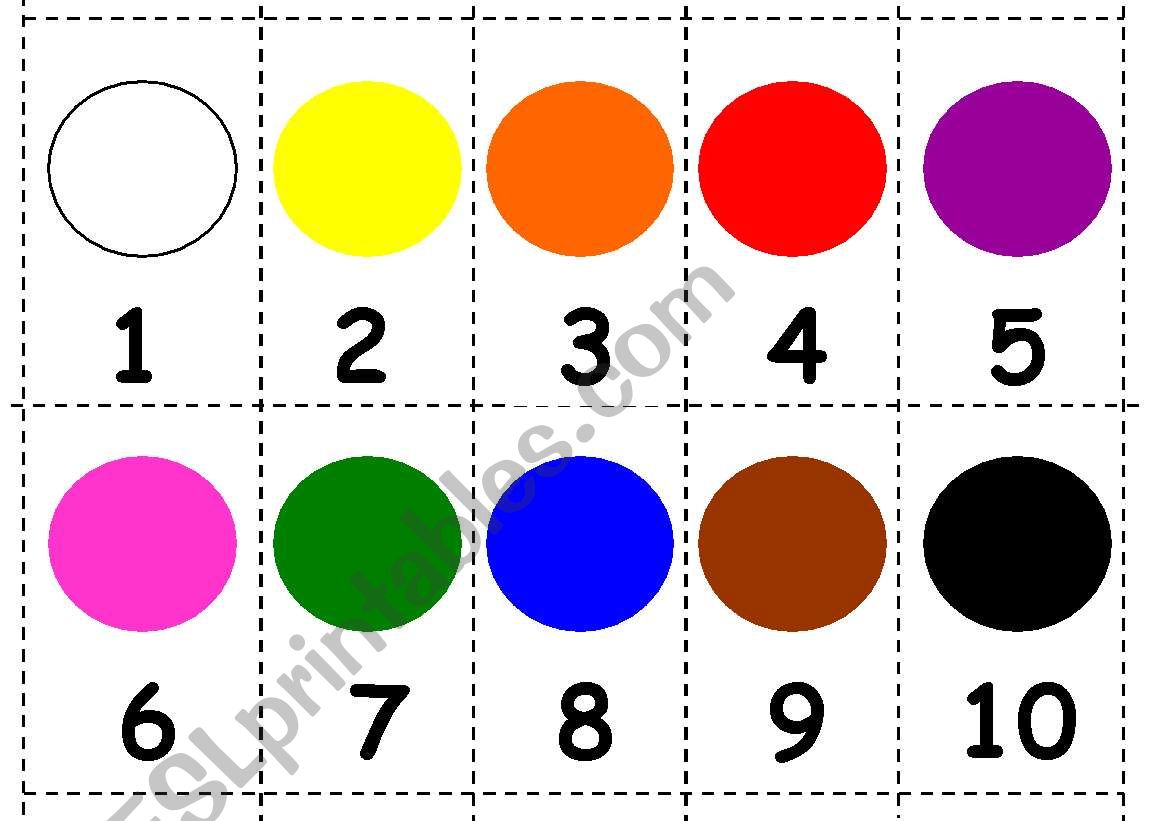 Numbers and colours. Mini-flashcards games