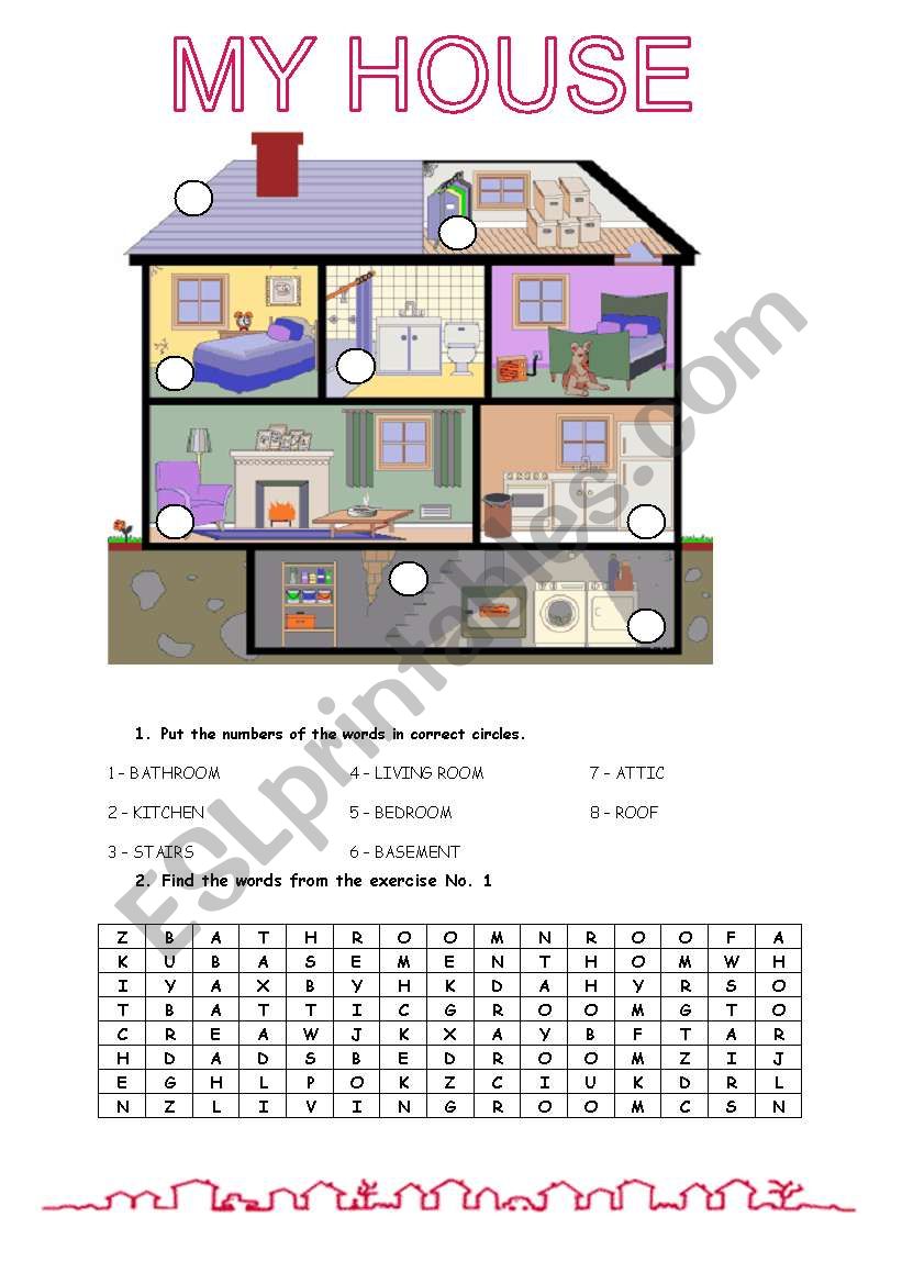 MY HOUSE - ESL worksheet by kasiadudczak
