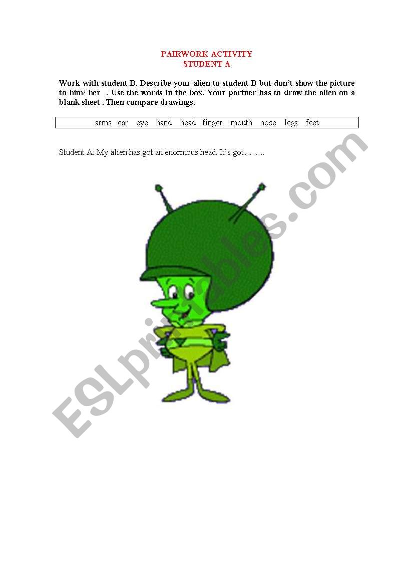 my alien worksheet