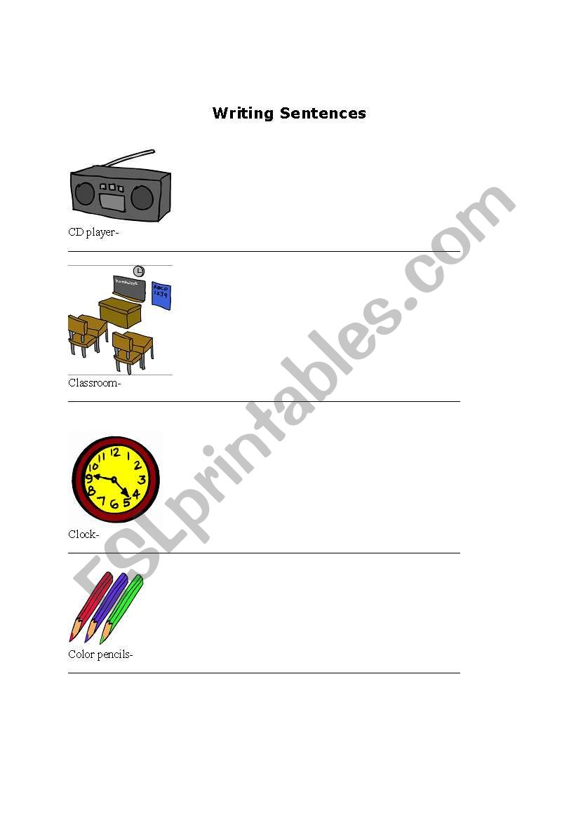 Classroom-Writing Sentences worksheet