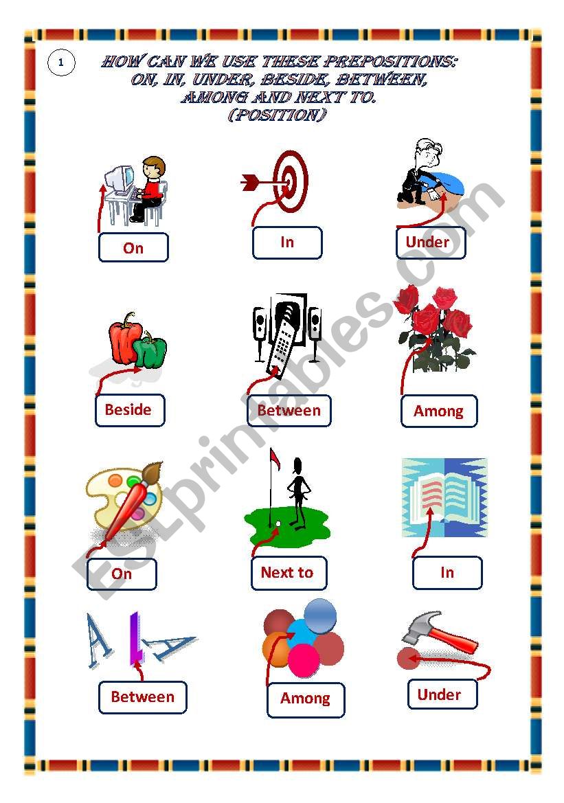 Prepositions of position worksheet