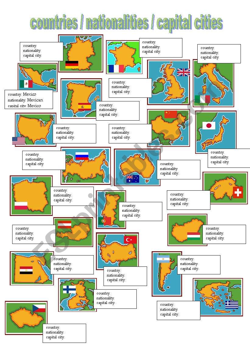 Nationalities wordwall. Страны на английском Worksheet. Countries and Capitals Worksheets. ESL Countries and Capitals. Nations Countries Worksheets.