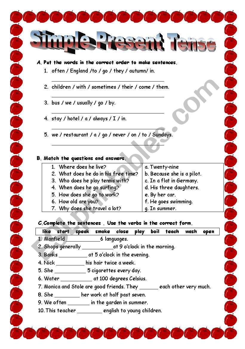 Simple Present Tense worksheet