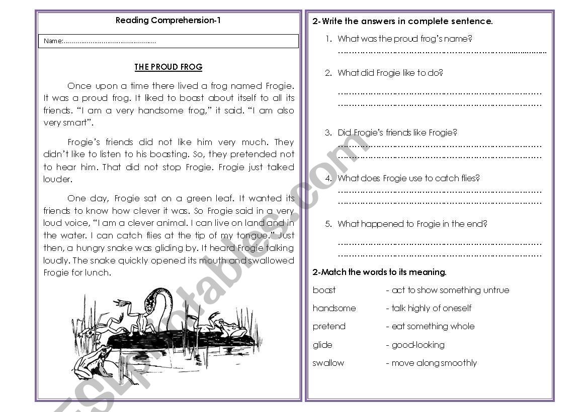 Reading Comprehension worksheet