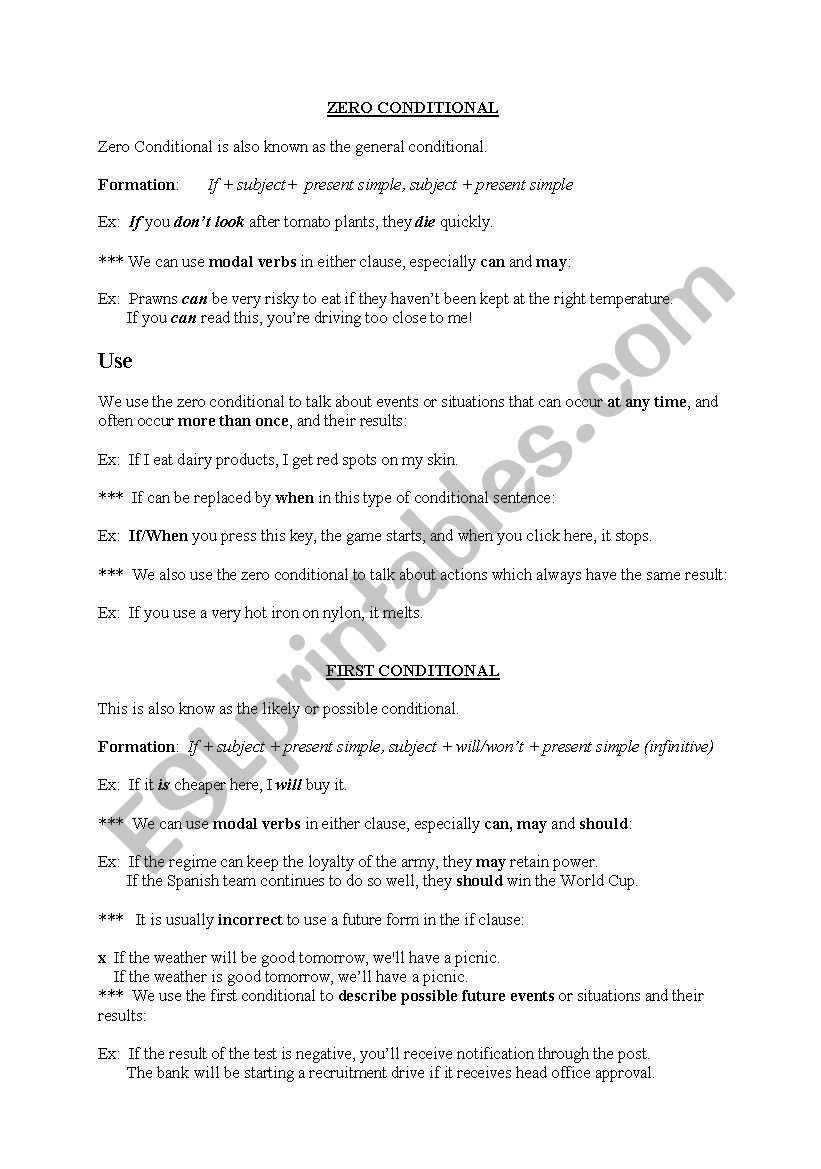 CONDITIONALS worksheet