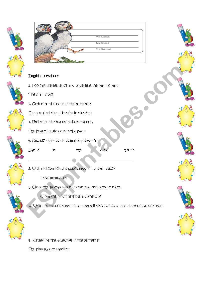 English1st worksheet