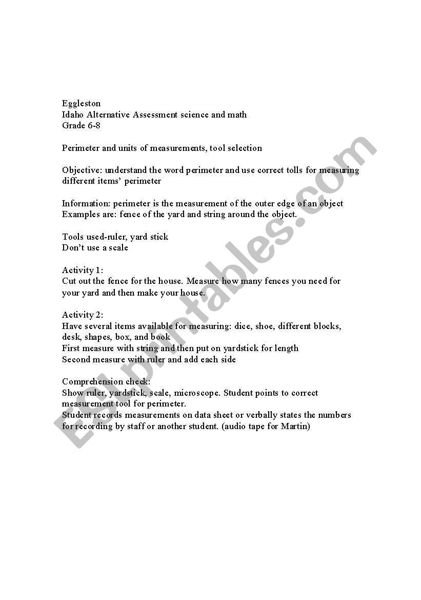 Perimeter worksheet