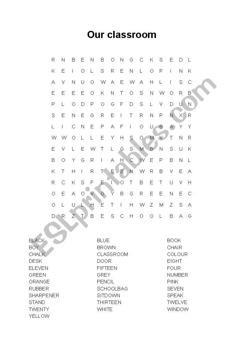 Wordsearch Classroom worksheet