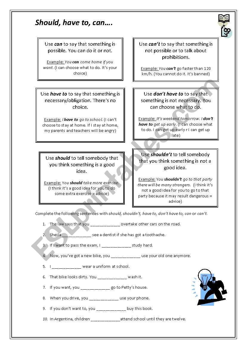 Modals worksheet