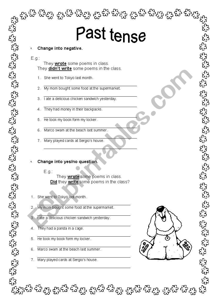 Past tense exercises worksheet