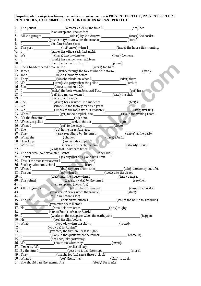 tenses practice worksheet