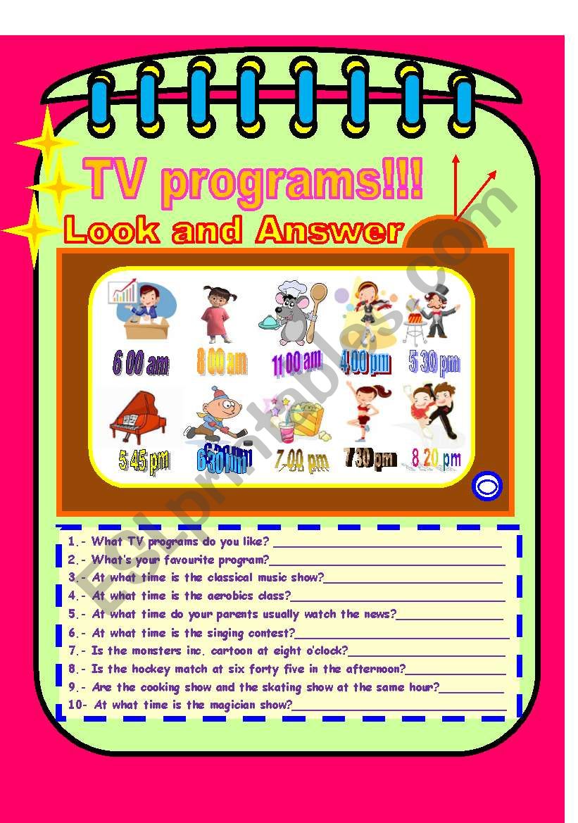 TV programs! worksheet