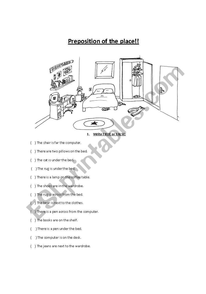 Preposition of the place worksheet