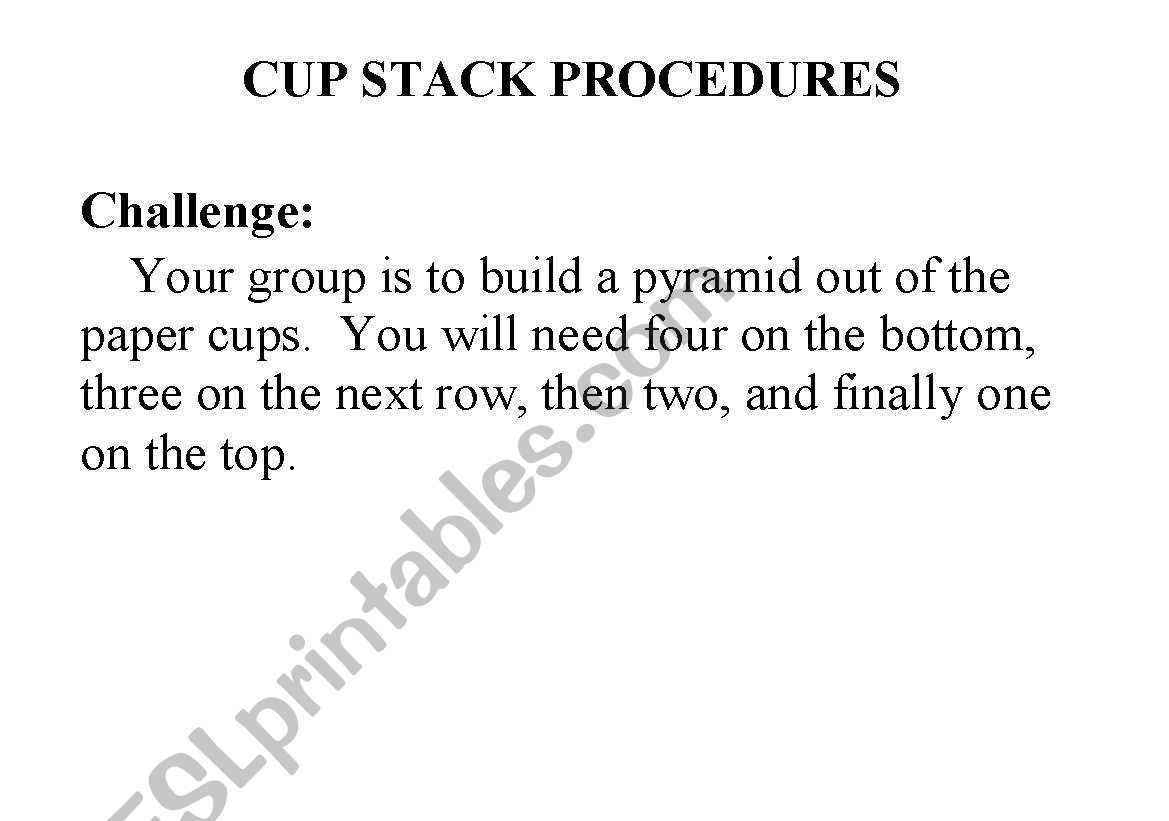 Team Builder: Cup Stack worksheet