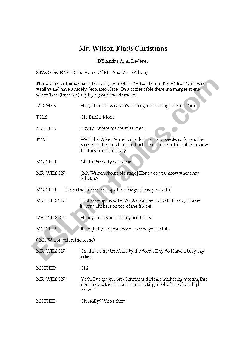 Mr. Wilson Finds Christmas worksheet