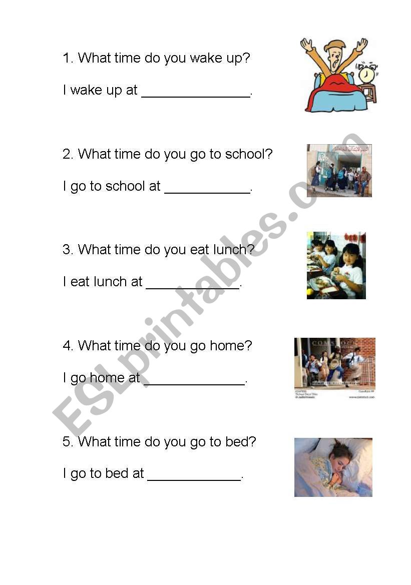 What time do you...? worksheet