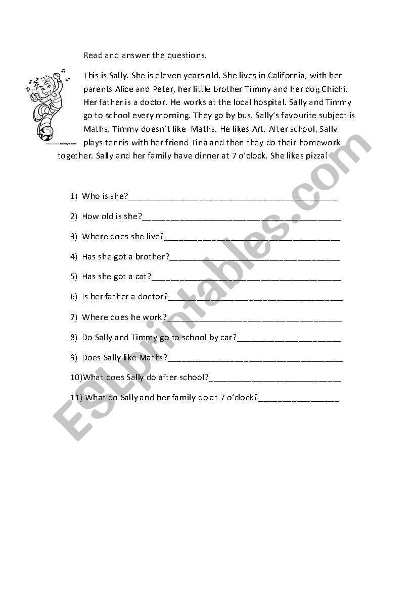 Reading Comprehension worksheet