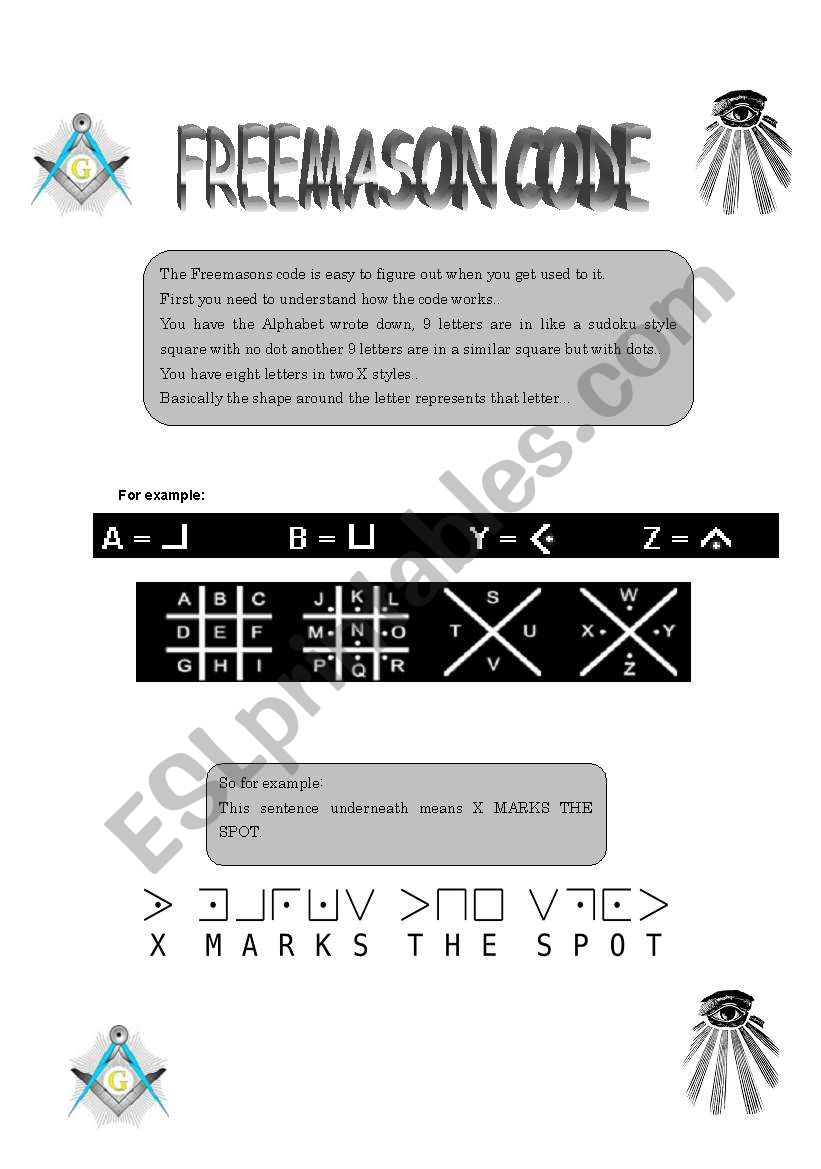 Freemason code worksheet