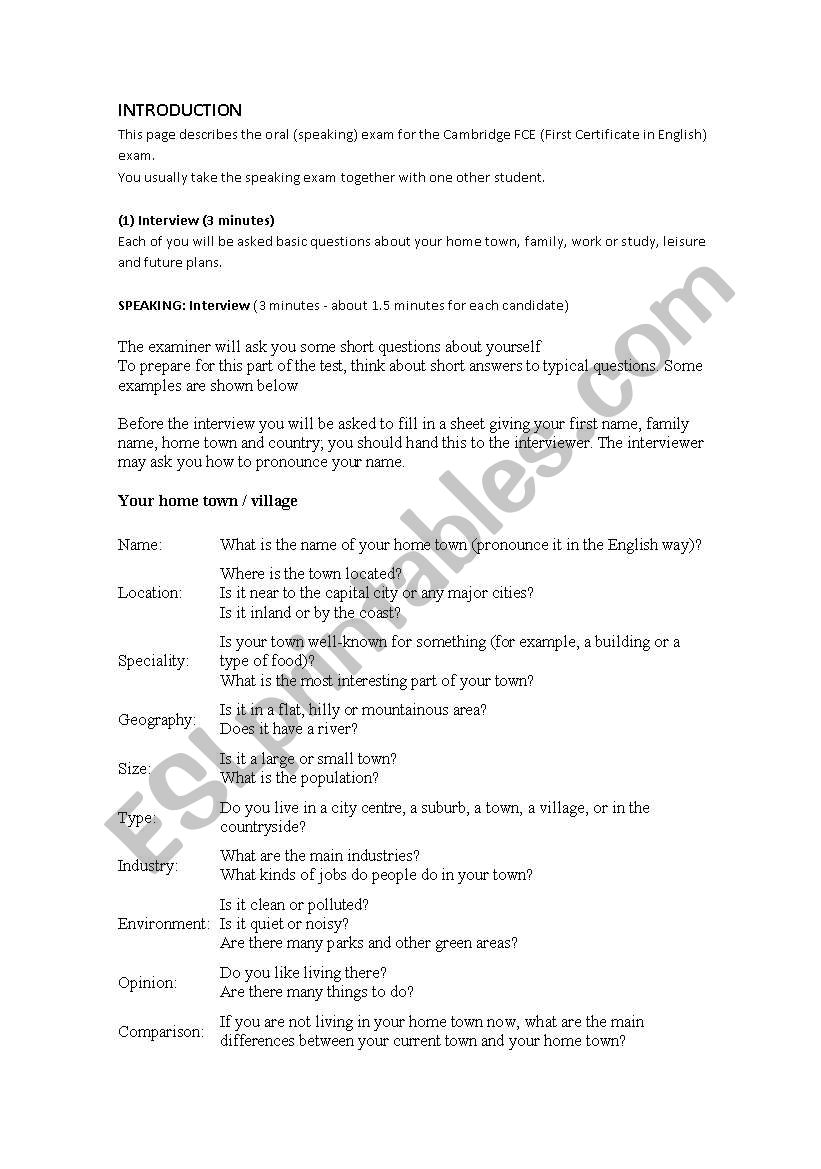 FCE Exam worksheet