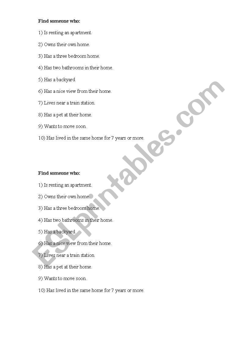 3 housing themed activities worksheet