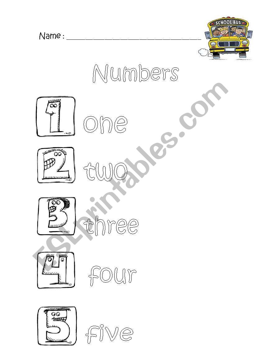 numbers 1-5 worksheet