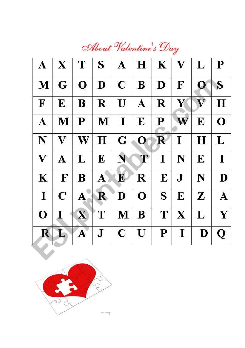 Puzzle st.Valentine day worksheet