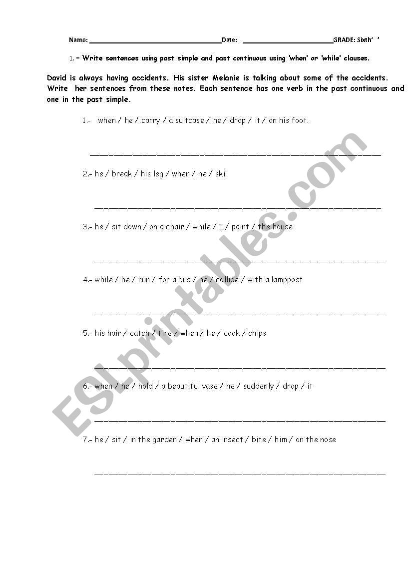 past simple/past continuous worksheet