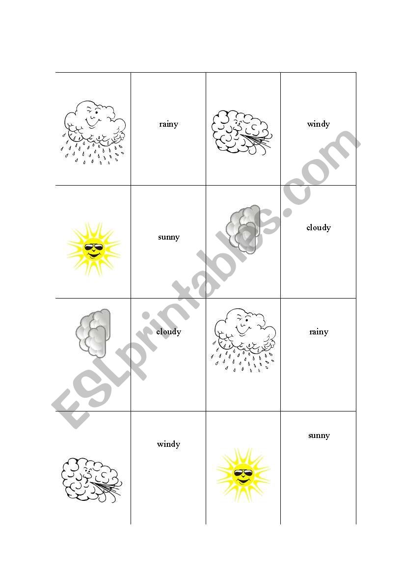 weather memory cards worksheet