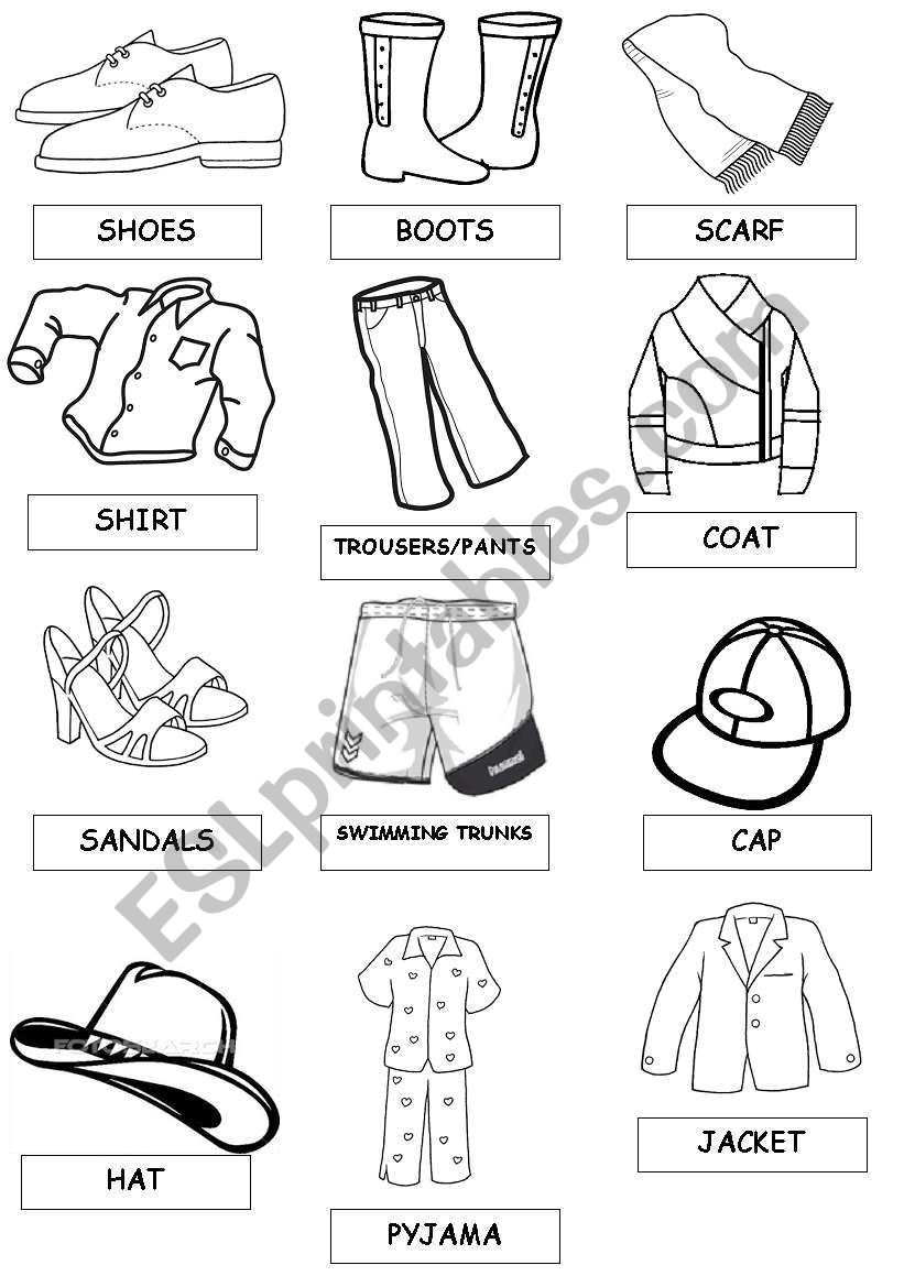 shoes and clothes pictionary set  2